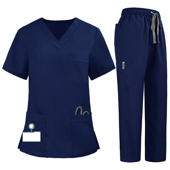 Garbnen Women's Scrubs Set Stretch V-Neck Scrub Tops for Women Fitted & Cargo Pants Nurse Working Uniforms with Pockets