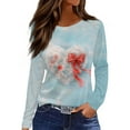 thumbnail image 1 of Garbnen Women's Valentine's Day Shirts Heart Graphic O Neck Long Sleeve Shirts Women Fashion Spring Summer Graphic Tees Women, 1 of 6