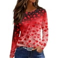 thumbnail image 1 of Garbnen Women's Valentine's Day Shirts Love Heart Print Crew Neck Women Long Sleeve Shirts Fashion Spring Summer Women's Tunic Tops, 1 of 5