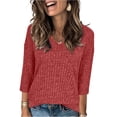 thumbnail image 1 of Garbnen Womens 3/4 Sleeve Sweaters V Neck Womens Pullover Sweater Ribbed Fall Winter Warm Comfy Casual Trendy Women Tunic Tops XL, 1 of 4