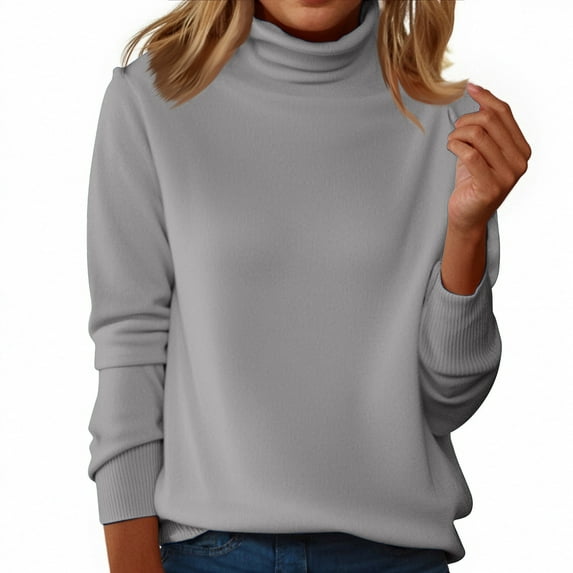 Garbnen Womens Sweater Turtleneck Mock Neck Fitted Long Sleeve Shirts for Women Ribbed Trendy Knitted Spring Winter Women Tunic Tops