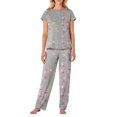 thumbnail image 1 of Garbnen Womens Valentines Pajama Set Bow Print Short Sleeve Crew Neck Tops and Full-Length Pajama Pant Spring Summer Pjs Lounge Set, 1 of 4