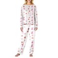 thumbnail image 1 of Garbnen Womens Valentines Pajamas Set Bow Print Crew Neck Long Sleeve Sleepwear Top and Pants Spring Summer Loungewear Sleepwear, 1 of 4