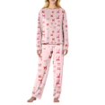 thumbnail image 1 of Garbnen Womens Valentines Pajamas Set Bow Print Crew Neck Long Sleeve Tops and Full-Length Pajama Pant Spring Summer Loungewear Sleepwear, 1 of 4