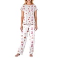 thumbnail image 1 of Garbnen Womens Valentines Pajamas Set Bow Print Short Sleeve Crew Neck Pjs Top and Pants Spring Summer Sleepwear 2 Pieces Clothes, 1 of 4