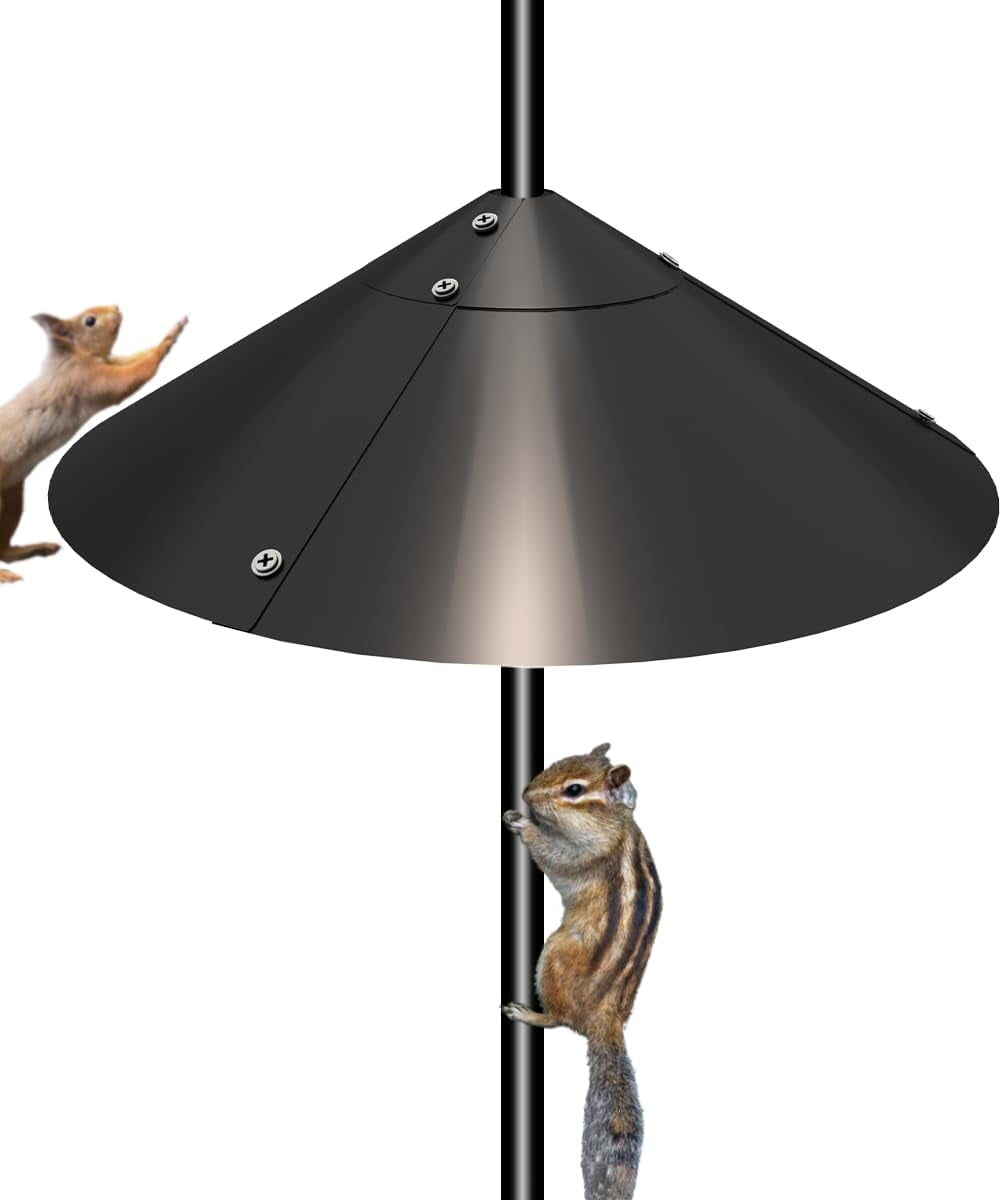 Metal Squirrel Baffle for Bird Feeder Pole, Outside Pole Mount Bird House Guard for Outdoor Shepherd’s Hook, 19 Inch, 1 Pack