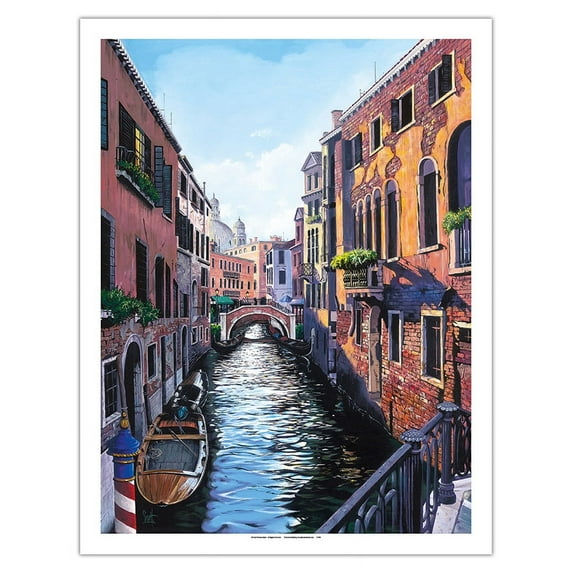 Garccio Venice - Narrow Venetian Canal - From an Original Color Painting by Scott Westmoreland - Fine Art Matte Paper Print (Unframed) 20x26in