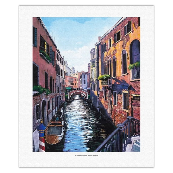 Garccio Venice - Narrow Venetian Canal - From an Original Color Painting by Scott Westmoreland - Fine Art Rolled Canvas Print 16in x 20in