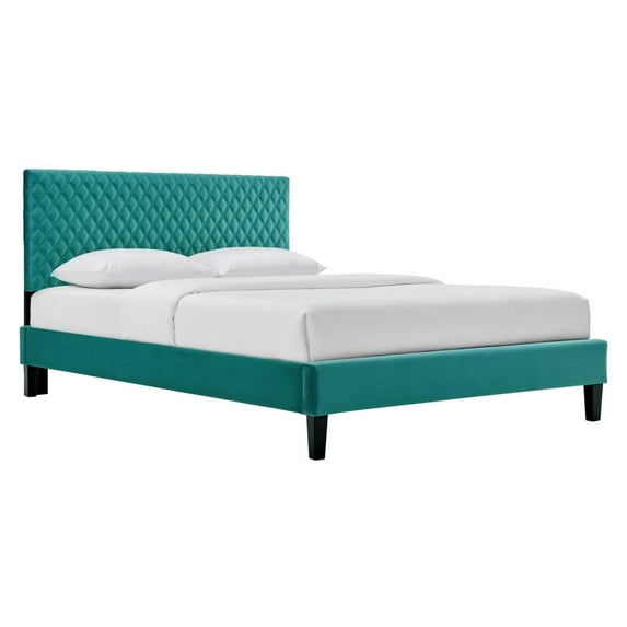 Garcelle Performance Velvet Full Platform Bed Teal