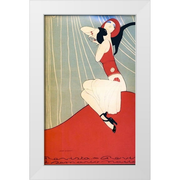 Garcia Cabral, Ernesto 10x14 White Modern Wood Framed Museum Art Print Titled - Mexican Magazine Cover 1920 Quien acaricia