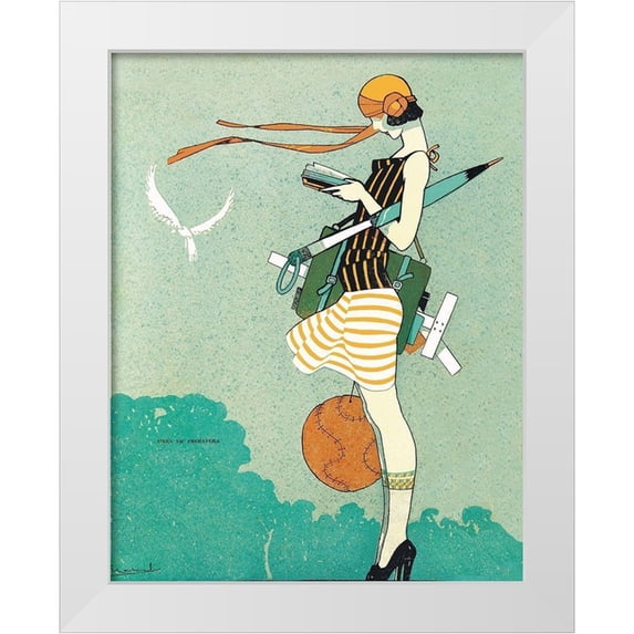 Garcia Cabral, Ernesto 15x18 White Modern Wood Framed Museum Art Print Titled - Mexican Magazine Cover 1920 Aires de primavera