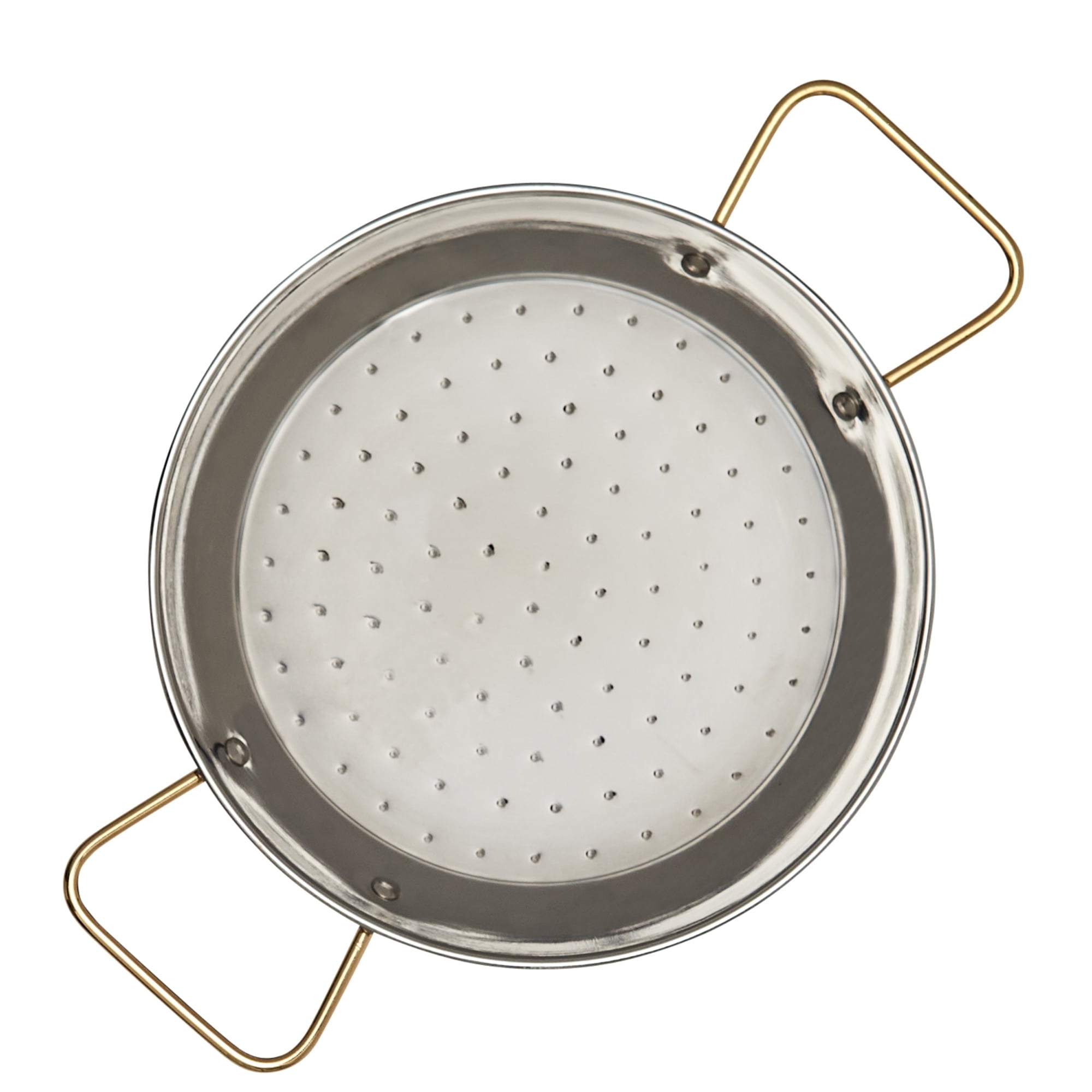 8.5-Inch Stainless Steel Paella Pan with Gold Handles