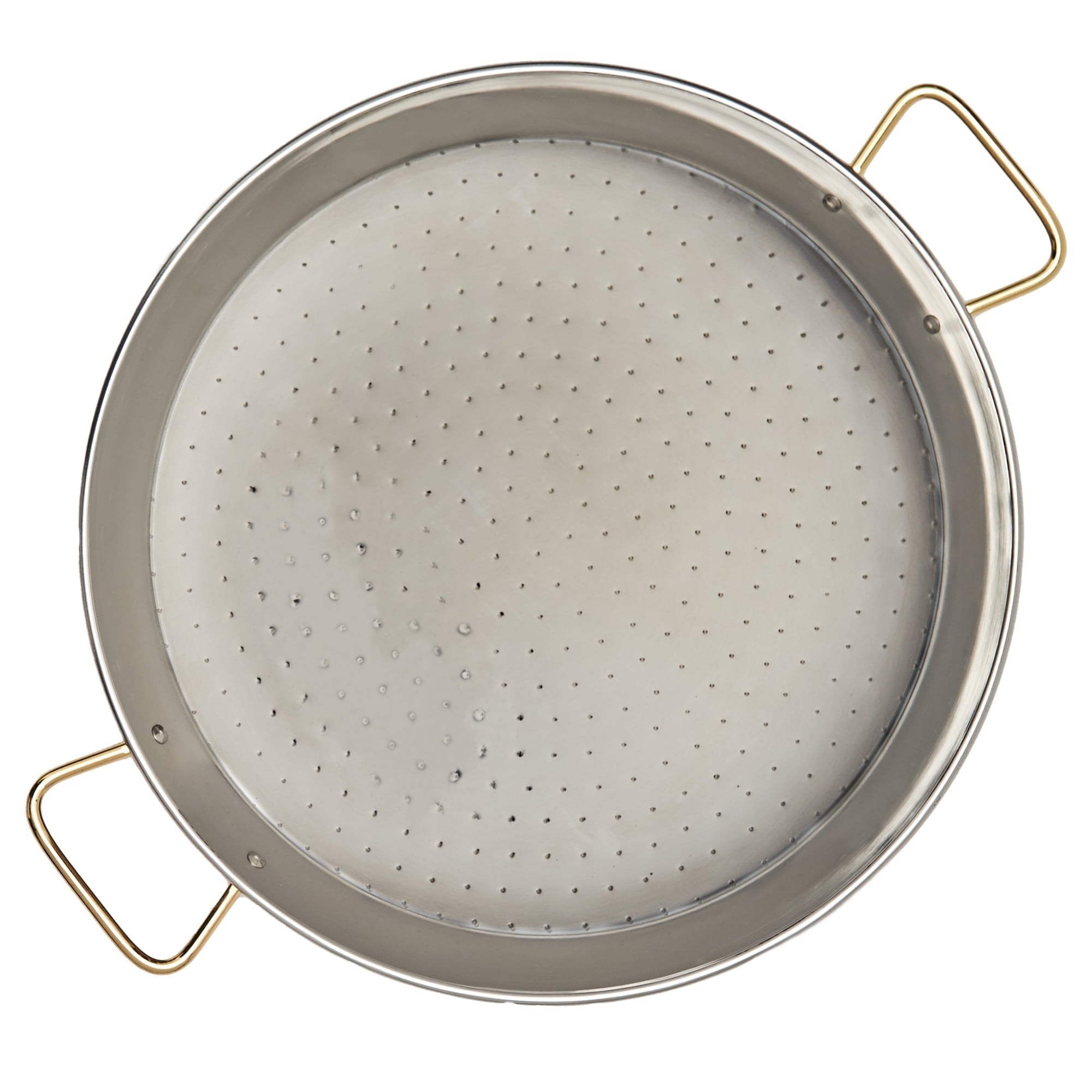 Garcima 15-Inch Stainless Steel Paella Pan with Gold Handles