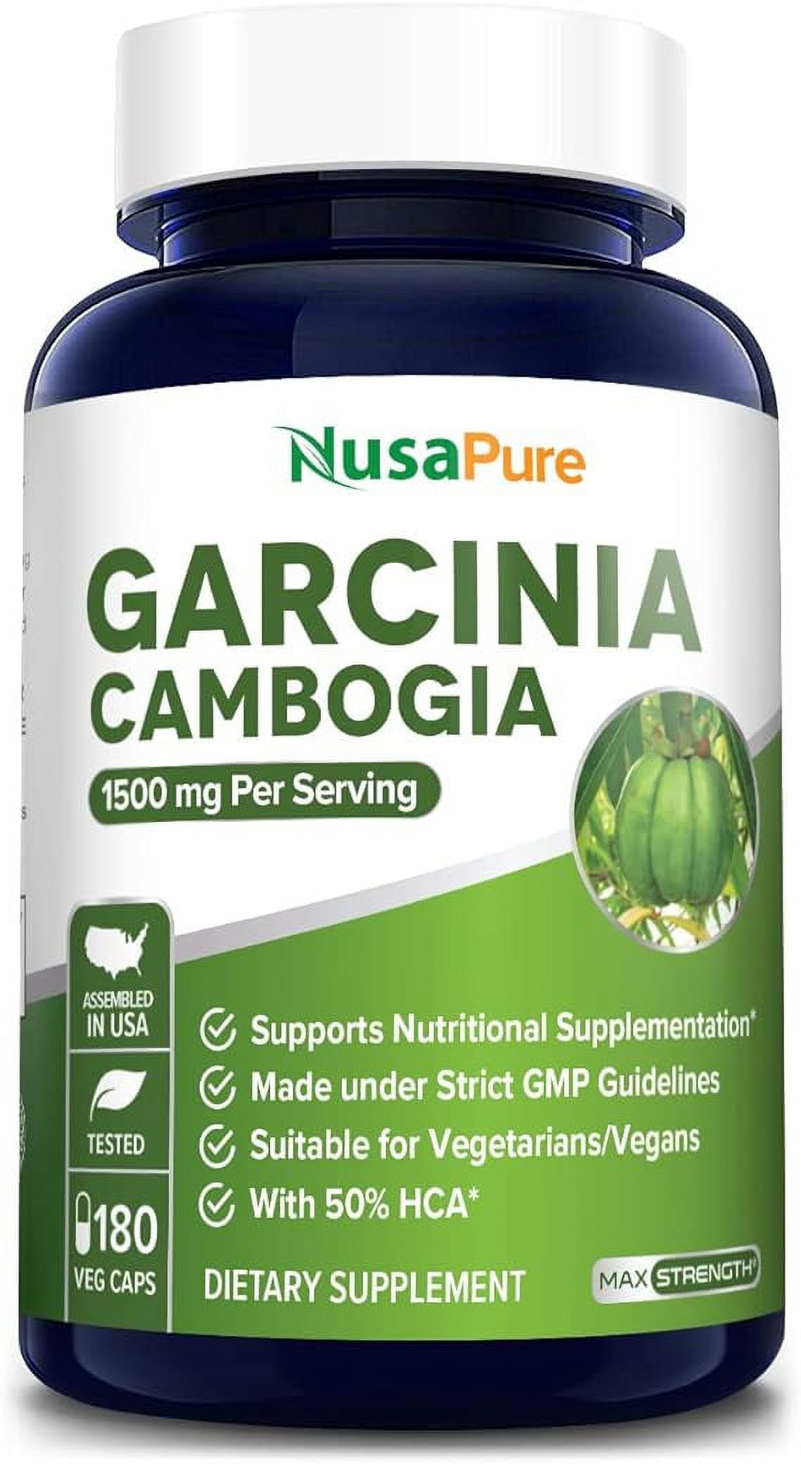 Garcinia Cambogia 180 Veggie Caps 1500mg (Vegetarian, Natural, NON-GMO & Gluten Free)