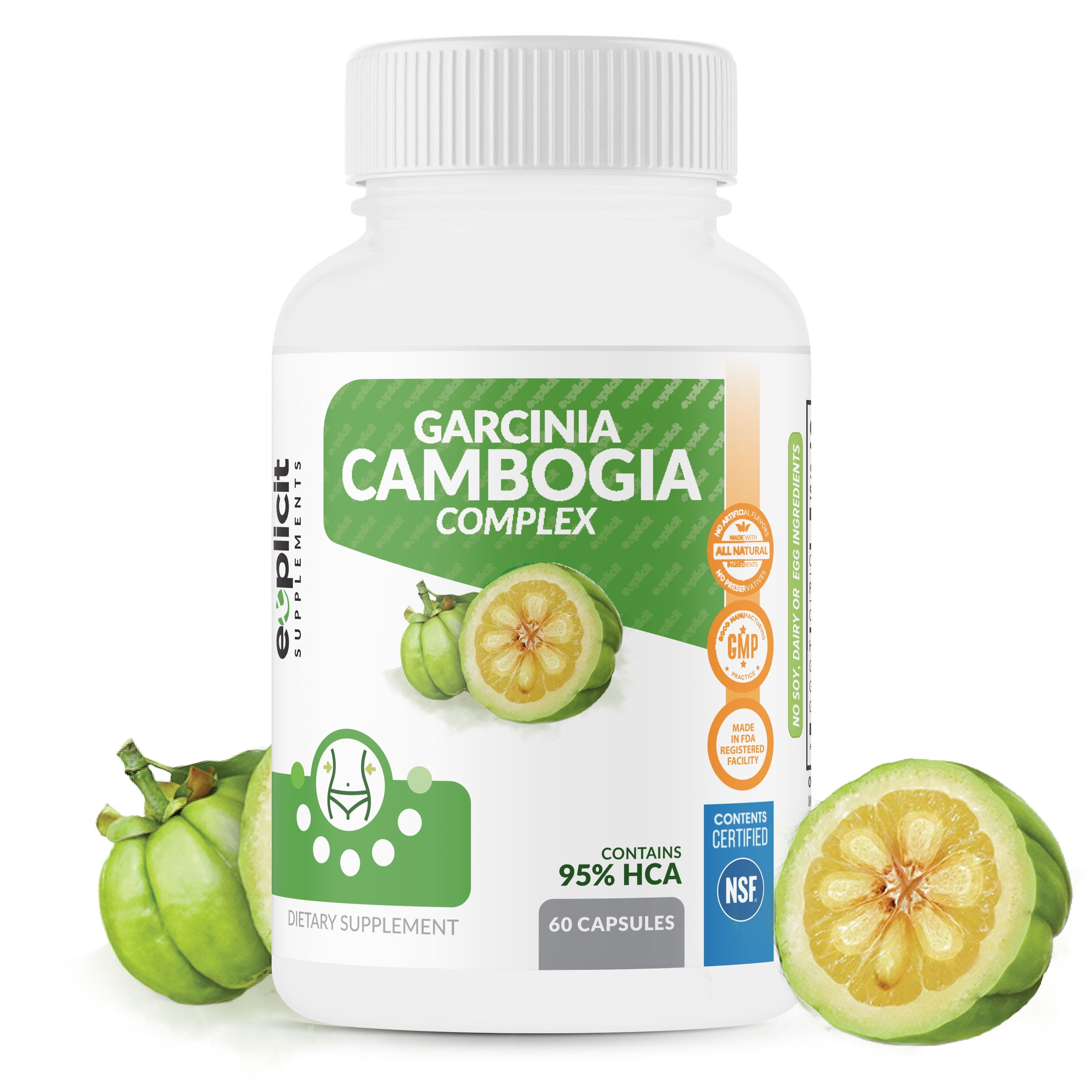 EXPLICIT SUPPLEMENTS Garcinia Cambogia Extract 95% HCA Natural Weight Loss Supplement Max Strength 1400mg 1 Month