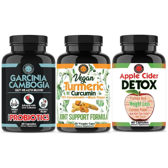 Garcinia Cambogia Probiotics, Vegan Turmeric Curumin Joint Health, Apple Cider Vinegar Detox Weight Loss