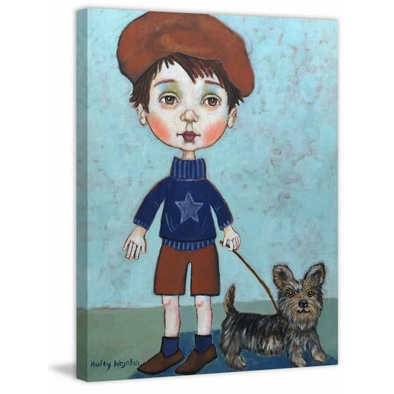 "Garcon Et Son Chien" Painting Print on Wrapped Canvas
