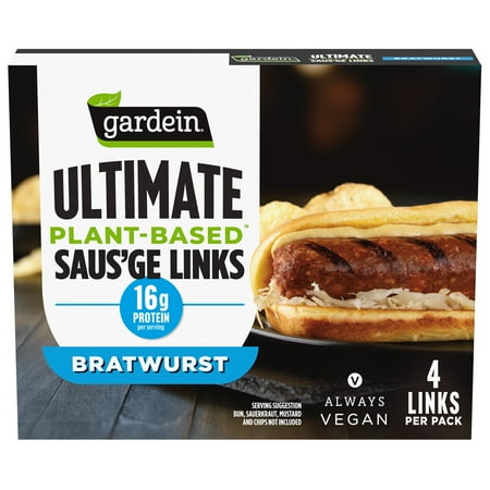 Gardein Ultimate Plant-Based Bratwurst Saus'ge Links, Vegan, Frozen Meat Alternative, 14 oz.