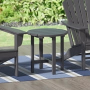 Garden 18" Inch Round Plastic Outdoor Patio Side Table, Gray