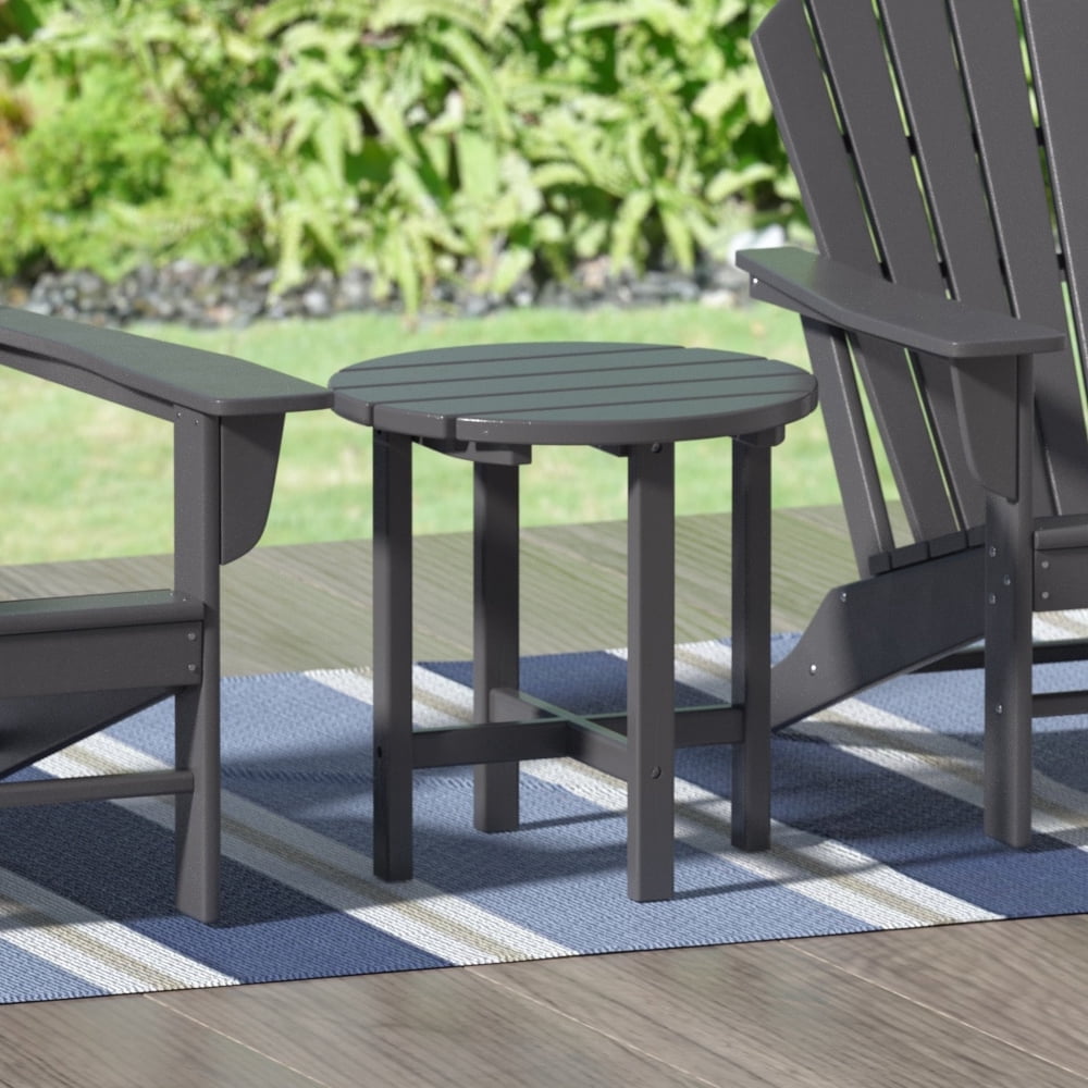 Garden 18" Inch Round Plastic Outdoor Patio Side Table, Gray