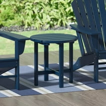 Garden 18" Inch Round Plastic Outdoor Patio Side Table, Navy Blue