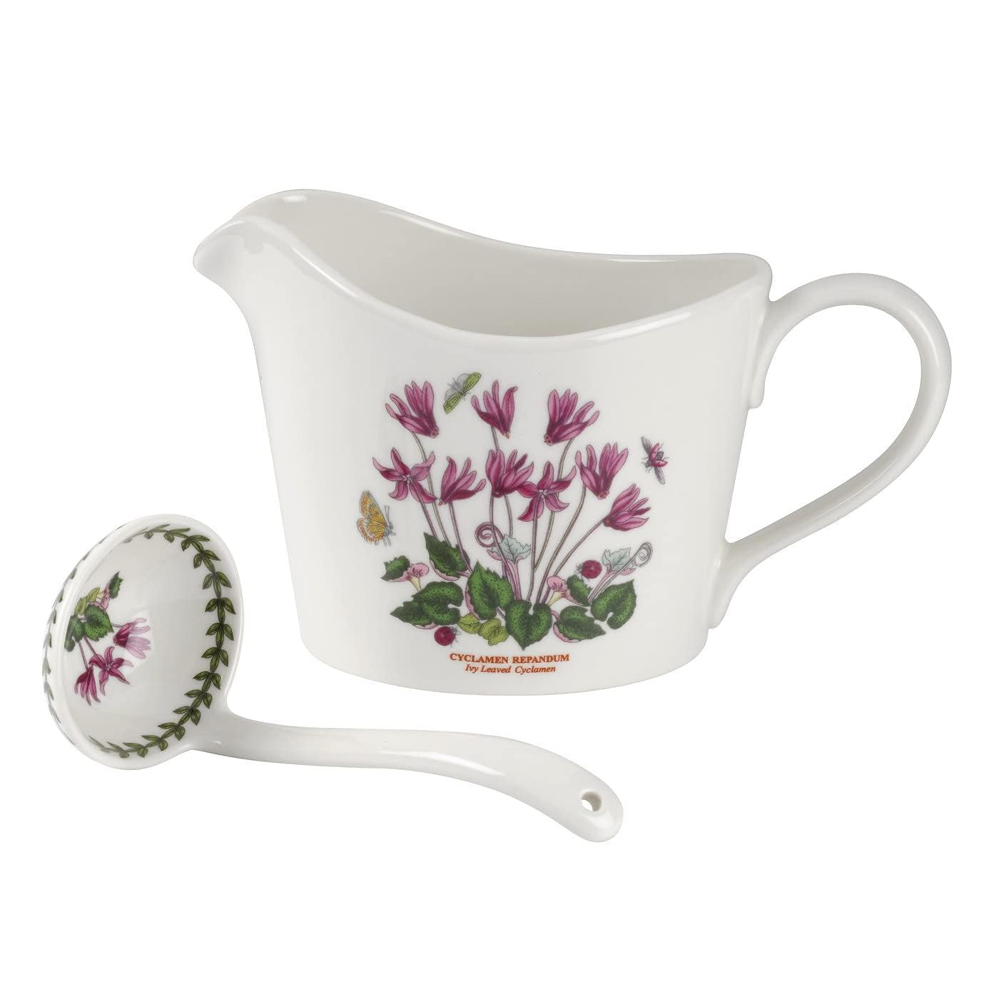 Garden 2Piece Sauce Jug and Ladle Set, 1 Pint Capacity, Cyclamen Motif