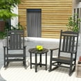 thumbnail image 1 of Garden 3-Piece Set Classic Plastic Adirondack Porch Rocking Chair with Round Side Table Included, Gray, 1 of 9