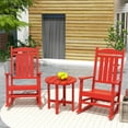 thumbnail image 1 of Garden 3-Piece Set Classic Plastic Adirondack Porch Rocking Chair with Round Side Table Included, Red, 1 of 9