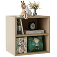 thumbnail image 1 of Garden 4 you Cube Storage Organizer Shelf, 2 Tiers Stackable Bookshelf, Wooden Display Bookcase with 2 Cube Storage, Small Storage Cabinet for Living Room Bedroom, Natural, 1 of 8