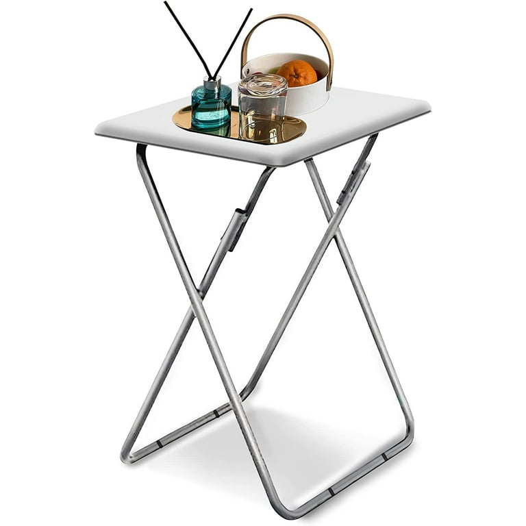 Garden 4 you Portable Folding TV Tray Table TV Dinner Tray with Sturdy MDF No Assembly Required 25In White