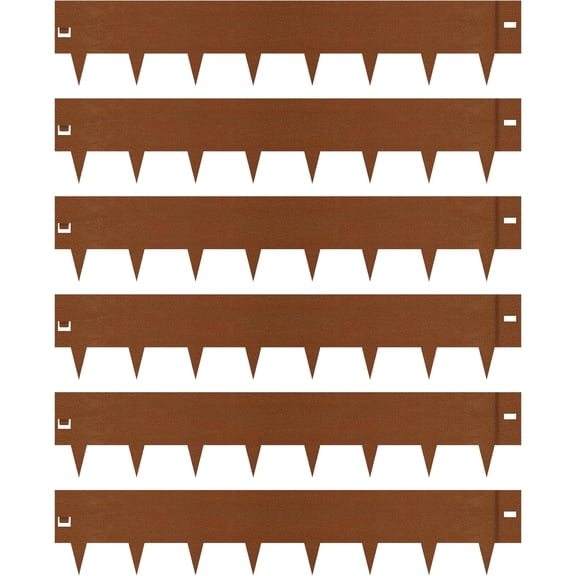 Garden 6- 8" H. Corten Landscape Lawn Edging (20Ft Total) - Rust Patina Finish 18-Gauge Bendable Strips - Hammer-in Edging Border - Buckle Connection - Yard Pathway Divider