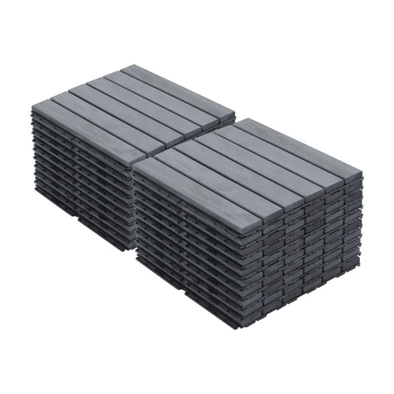 Garden Accessories 20 PCS Interlocking Deck Tiles Striped Pattern, 12" x 12" Square Light Gray Acacia Hardwood Outdoor Flooring for Patio, Bancony, Pool Side,...,Outdoor Garden Accessories