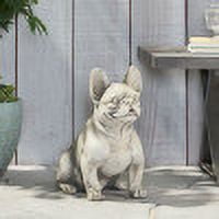 Garden Accessories DOG GARDEN SCULPTURE, Outdoor French Bulldog Garden Statue, Rustic White, No Assembly Required,Garden Decorative Accessories