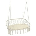 thumbnail image 1 of Garden Accessories Outsunny 2-Person Hammock Chair Macrame Swing with Soft Cushion, Hanging Cotton Rope Chair for Indoor Outdoor Home Patio Backyard, White,Garden Decorative Accessories, 1 of 9