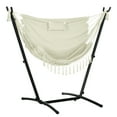 thumbnail image 1 of Garden Accessories Outsunny Patio Hammock Chair with Stand, Outdoor Hammock Swing Hanging Lounge Chair with Side Pocket and Headrest, Cream White,Garden Decorative Accessories, 1 of 9