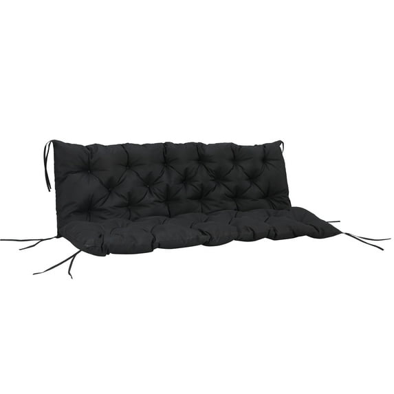 Garden Accessories Outsunny Tufted Bench Cushions for Outdoor Furniture, 3-Seater Replacement for Swing Chair, Patio Sofa/Couch, Overstuffed, Includes Backrest, Black,Garden Decorative Accessories
