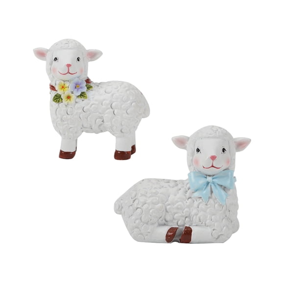 Garden Accessories Resins Sheep Miniature Figurines Set of 2 for Outdoor and Indoor Flower Pots Landscape Decoration