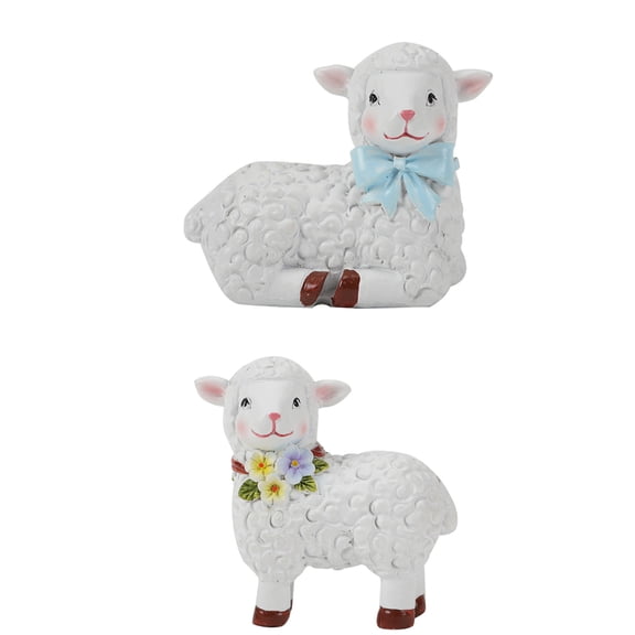 Garden Accessories Resins Sheep Miniature Figurines Set of 2 for Outdoor and Indoor Flower Pots Landscape Decoration