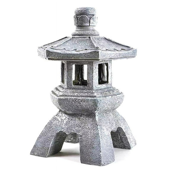 Garden Accessory Ornament Solar Powered Resin Pagoda Lantern Palace Lanterns Tower Statue Solar Lamp Garden Decor A