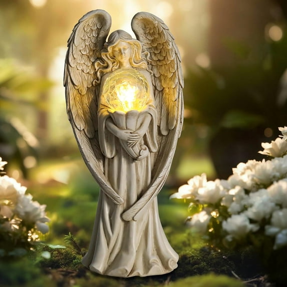 Garden Angel Outdoor Statue - Solar Powered Garden Angel Figurine for Garden Outdoor Decoration, Perfect Gift