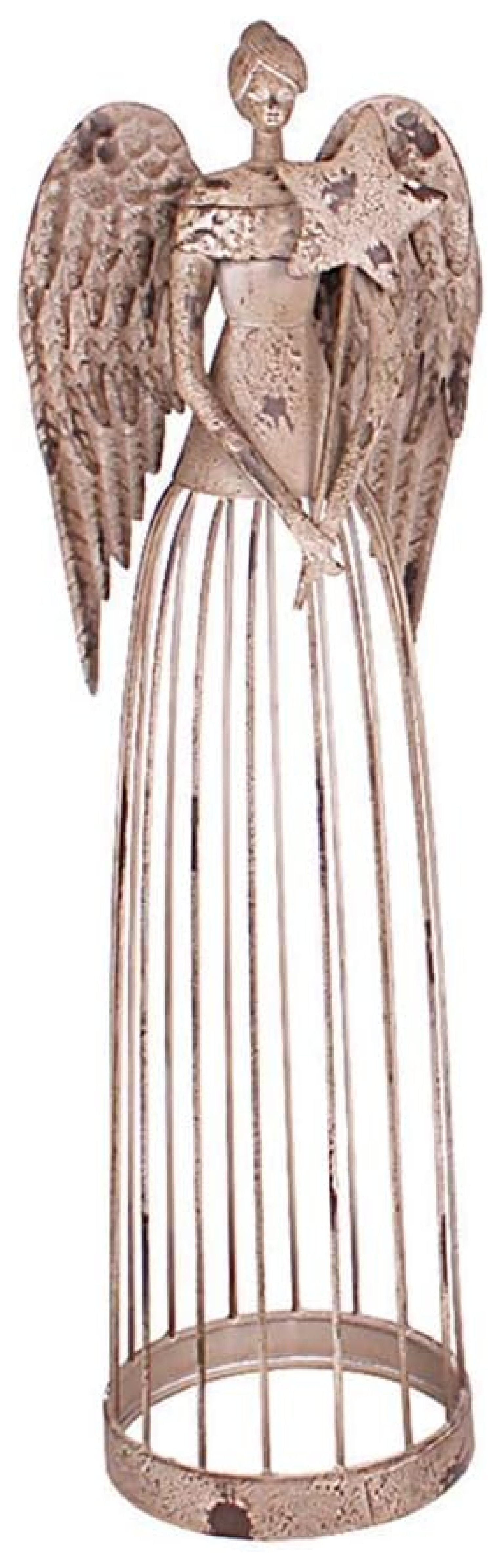 Garden Angel Statue - 26 Inch Rustic Metal Angel Sculpture Yard Art, Outdoor Home Decor, Antiqued Finish, Heavenly Gift for Garden & Patio