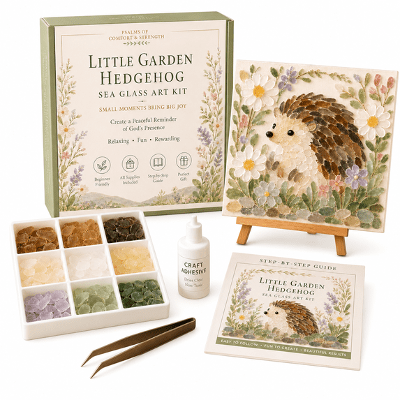 Garden Animals Sea Glass Art Kit, DIY Sea Glass Mosaic Kit for Adults with Glass Pieces, Adhesive, Tweezers, Guide and Easel, Cute Animal Craft for Home Decor & Gifts