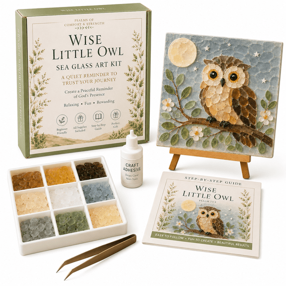 Garden Animals Sea Glass Art Kit, DIY Sea Glass Mosaic Kit for Adults with Glass Pieces, Adhesive, Tweezers, Guide and Easel, Cute Animal Craft for Home Decor & Gifts