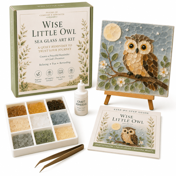 Garden Animals Sea Glass Art Kit, DIY Sea Glass Mosaic Kit for Adults with Glass Pieces, Adhesive, Tweezers, Guide and Easel, Cute Animal Craft for Home Decor & Gifts