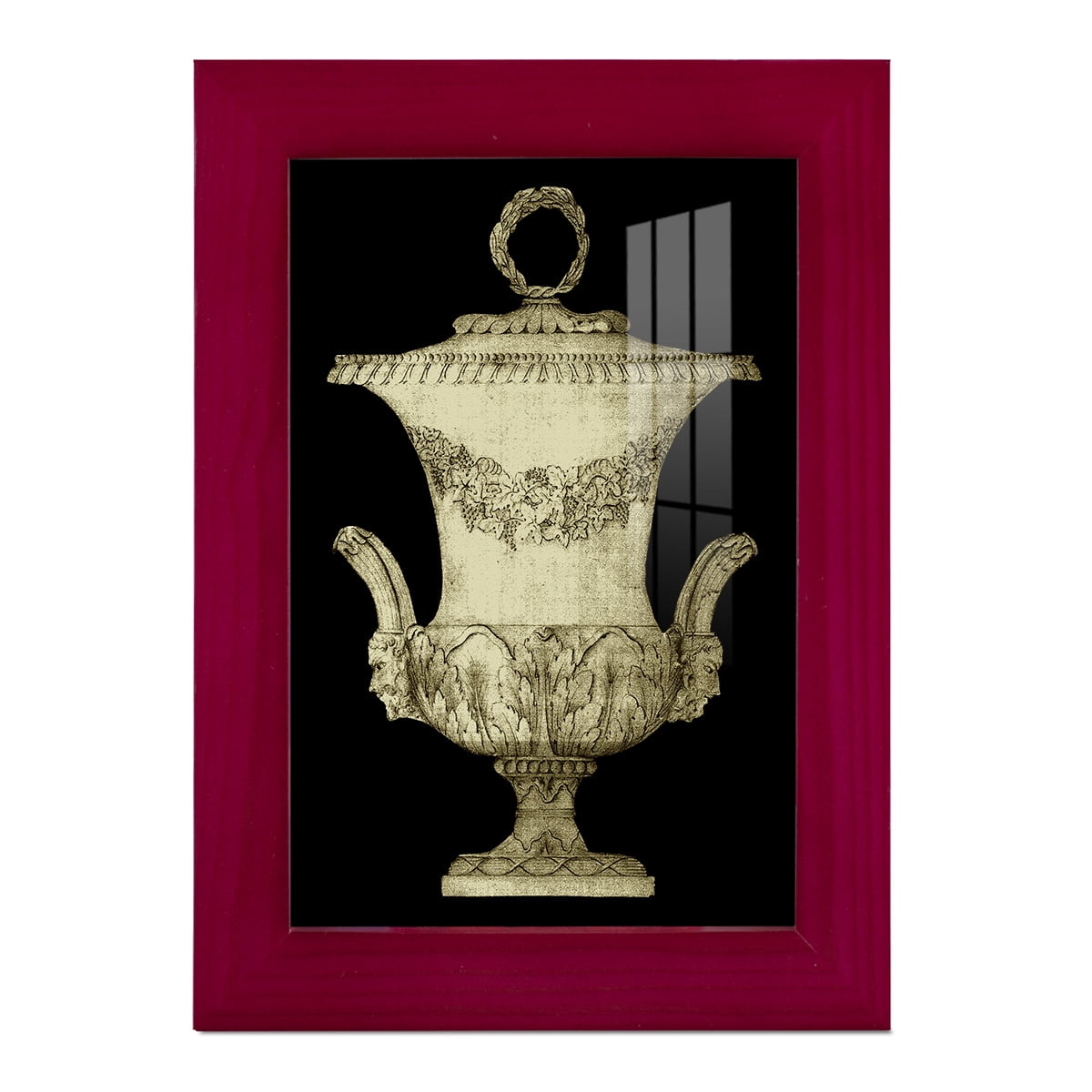 Garden Antiquities III -Framed Print w/glass-Cherry Red