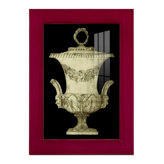 Garden Antiquities III -Framed Print w/glass-Cherry Red