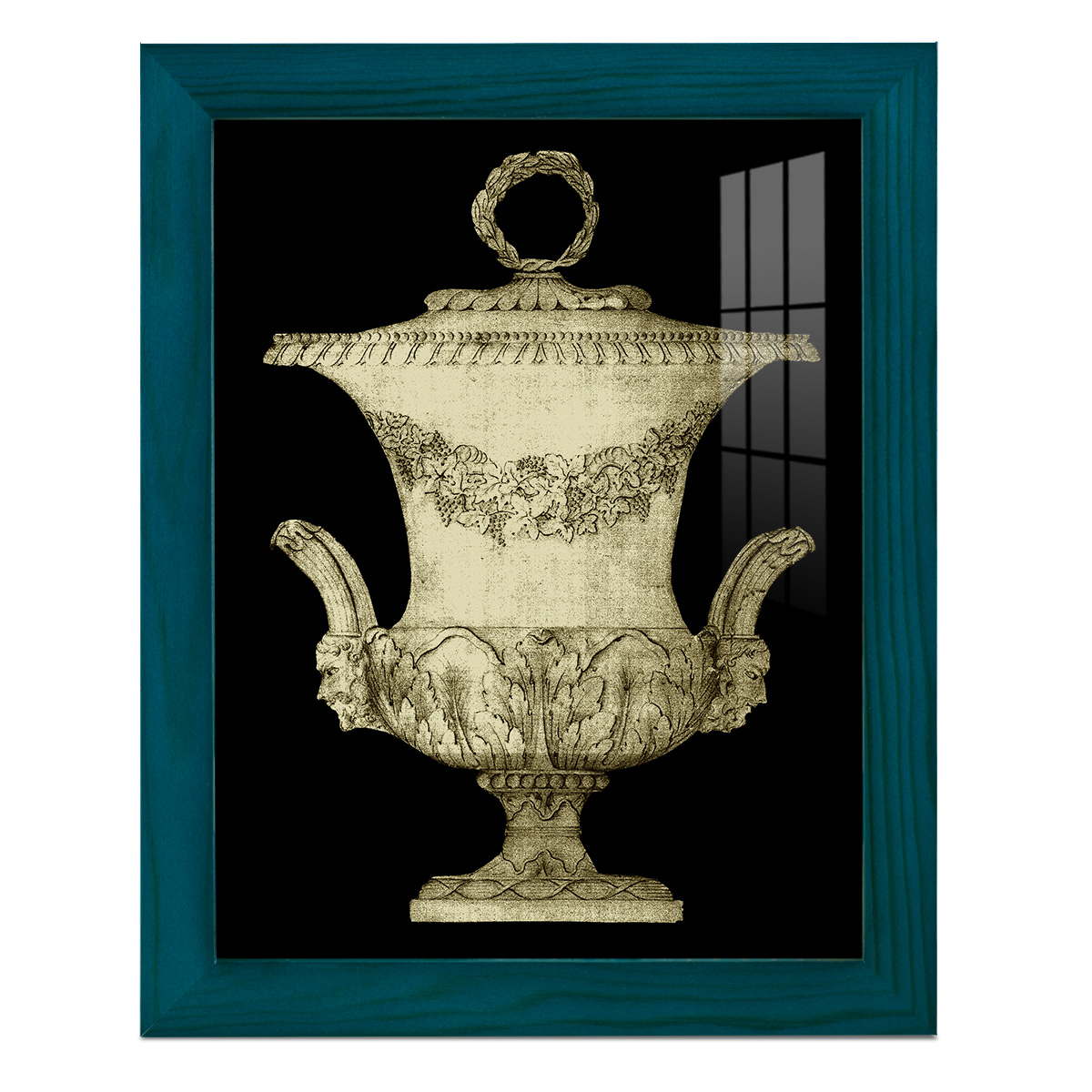 Garden Antiquities III -Framed Print w/glass-Ocean Blue