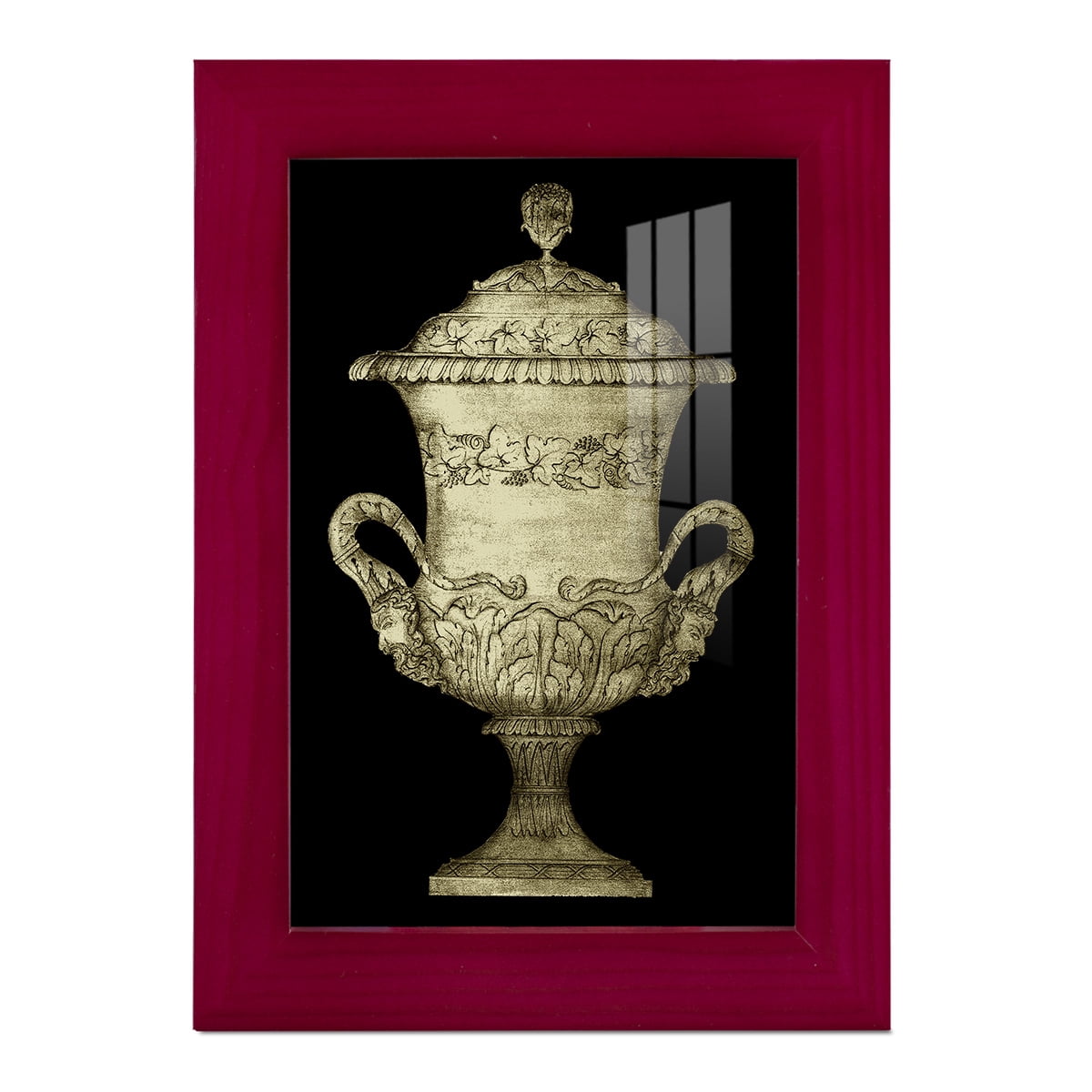 Garden Antiquities IV -Framed Print w/glass-Cherry Red