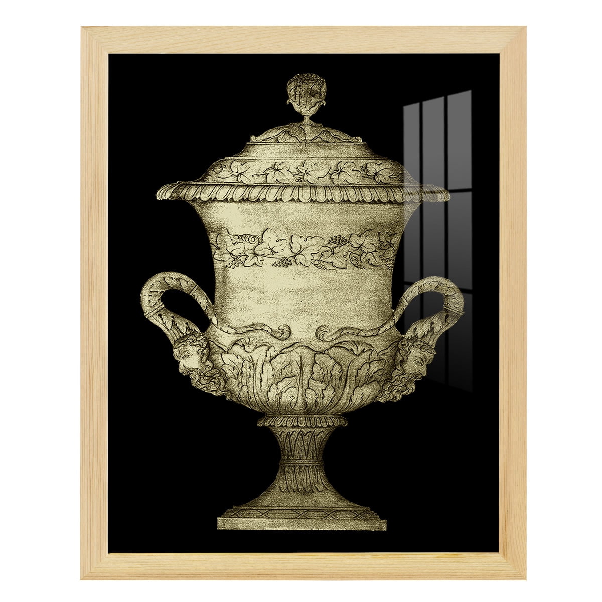 Garden Antiquities IV -Framed Print w/glass-Natural Wood