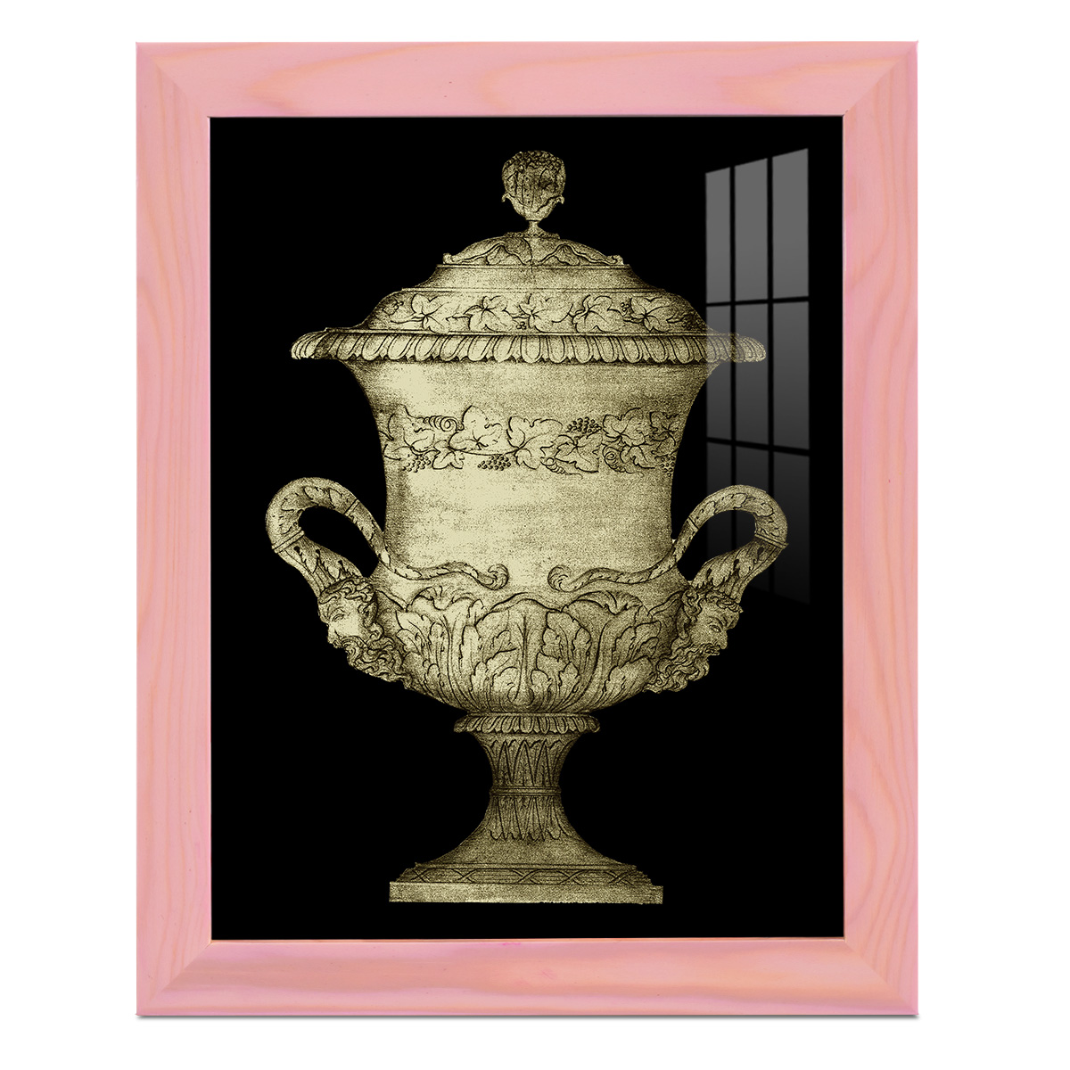 Garden Antiquities IV -Framed Print w/glass-Sunset Pink